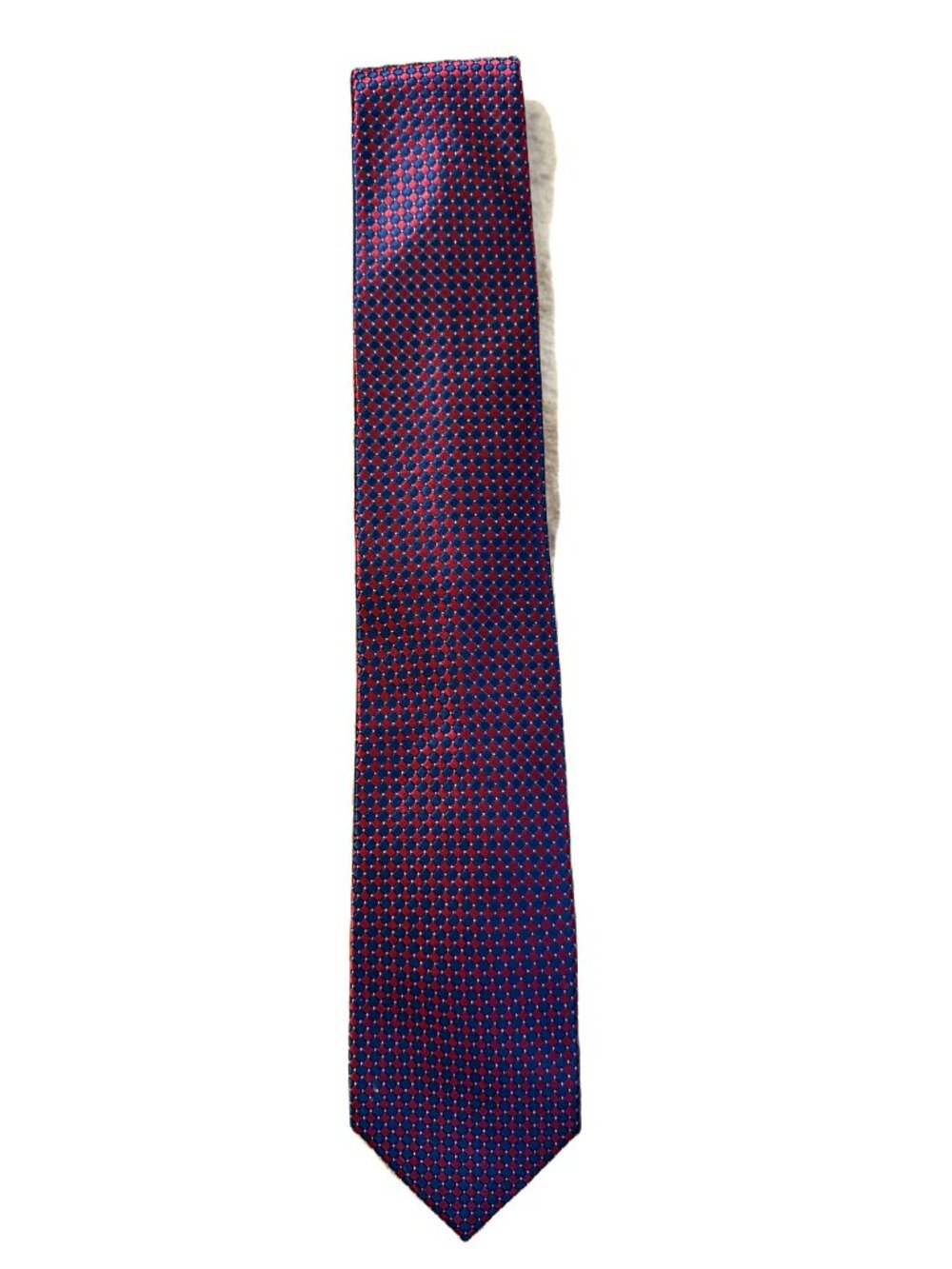 Nautica 100% Silk Tie – (Navy & Red Diamond Pattern)